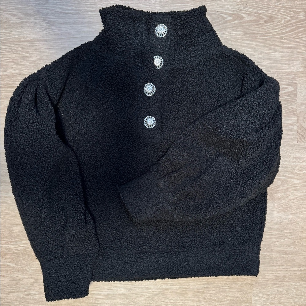 Express Black Textured Turtleneck Sweater